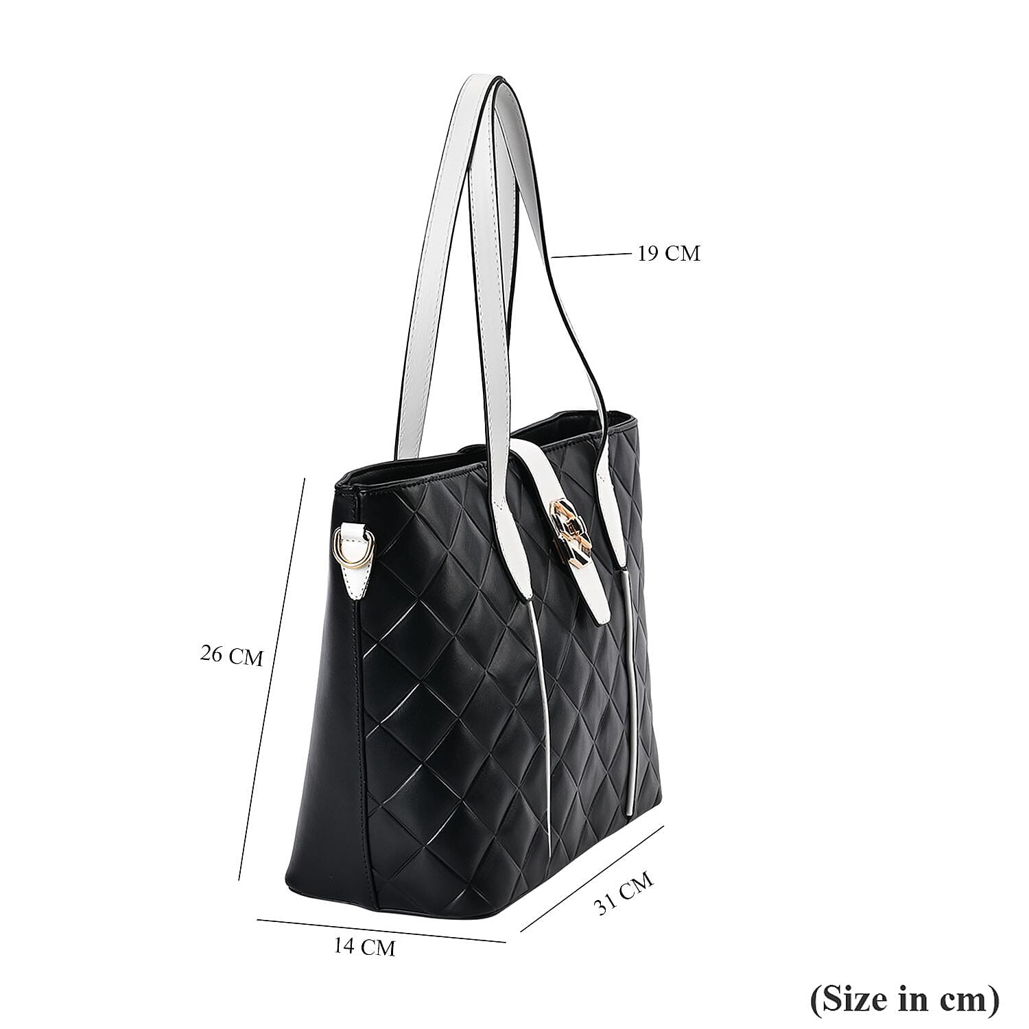 Designer Inspired Embossed Quilted Crossbody Bag with Gold Tone Hardware - Black