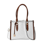Embossed Four Leaf Clover Pattern Leatherette Crossbody Bag With Handle Drop - White - Tan