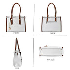 Embossed Four Leaf Clover Pattern Leatherette Crossbody Bag With Handle Drop - White - Tan