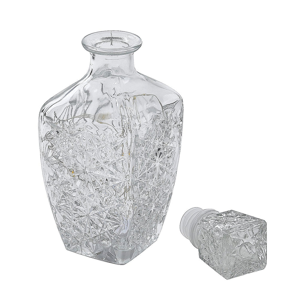 Embossed Glass Decanter with 18 Mini LED String Lights (Size 9x9x24 Cm)