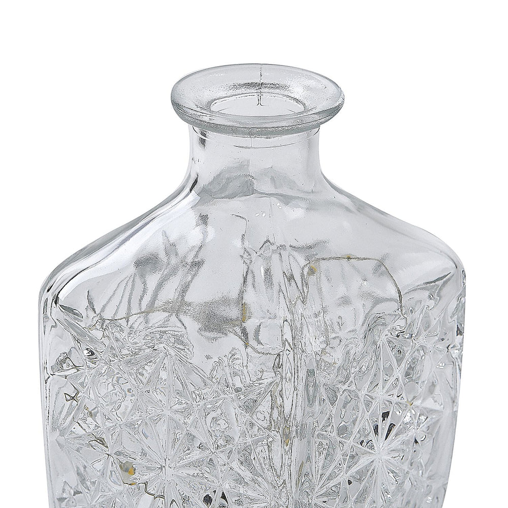 Embossed Glass Decanter with 18 Mini LED String Lights (Size 9x9x24 Cm)