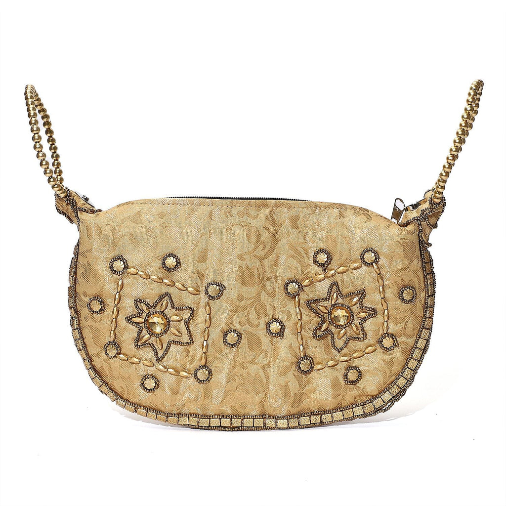 Embroidery Cosmetic and Toiletry Bag (Size 22x15x1 cm) - Beige