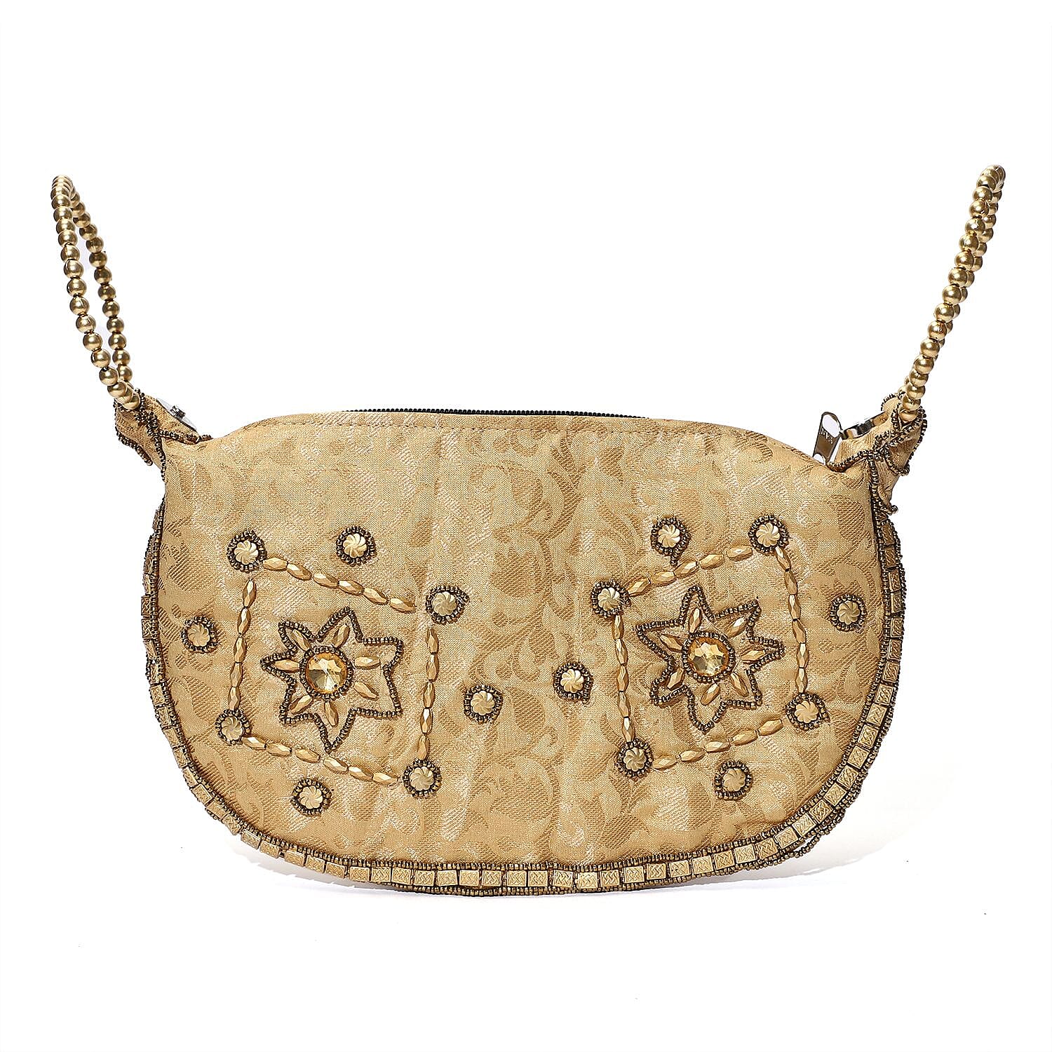 Embroidery Cosmetic and Toiletry Bag (Size 22x15x1 cm) - Beige