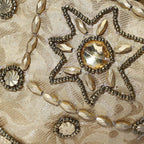 Embroidery Cosmetic and Toiletry Bag (Size 22x15x1 cm) - Beige