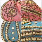 Set of 2 Hand Embrodiered Embellished Potli Bag - Pink - Turquoise