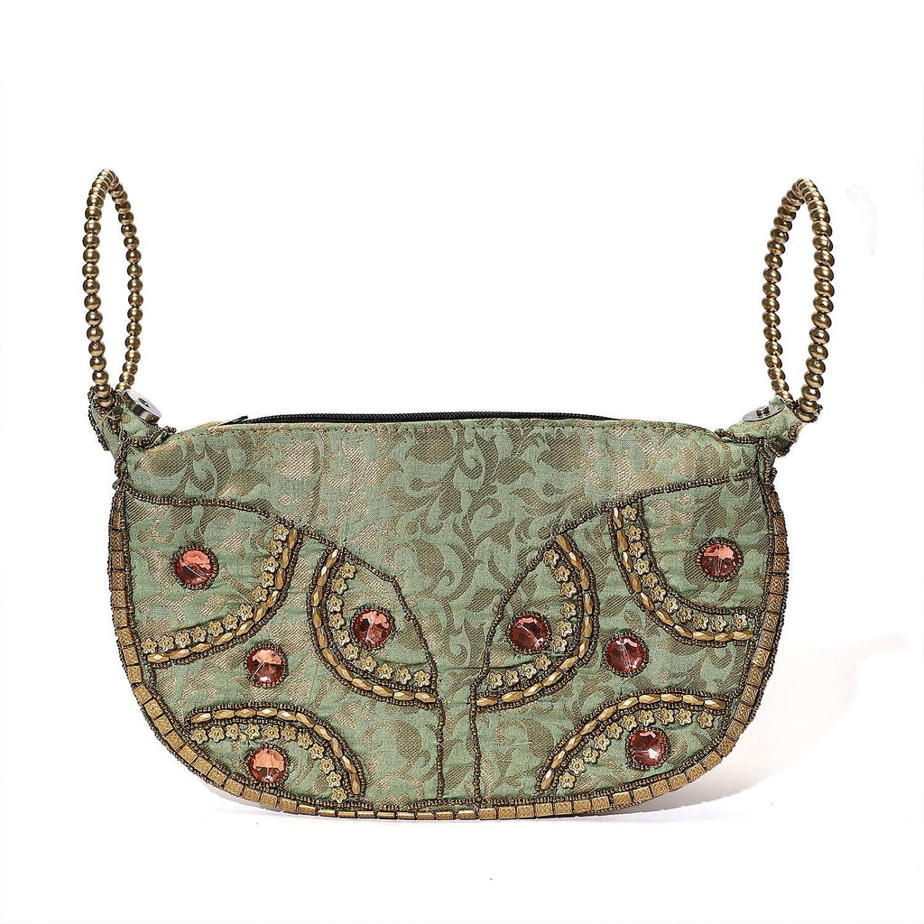 Embroidery Cosmetic and Toiletry Bag (Size 22x15x1 cm) - Mint