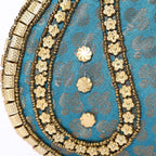 Embroidery Cosmetic and Toiletry Bag (Size 22x15x1 cm) - Turquoise