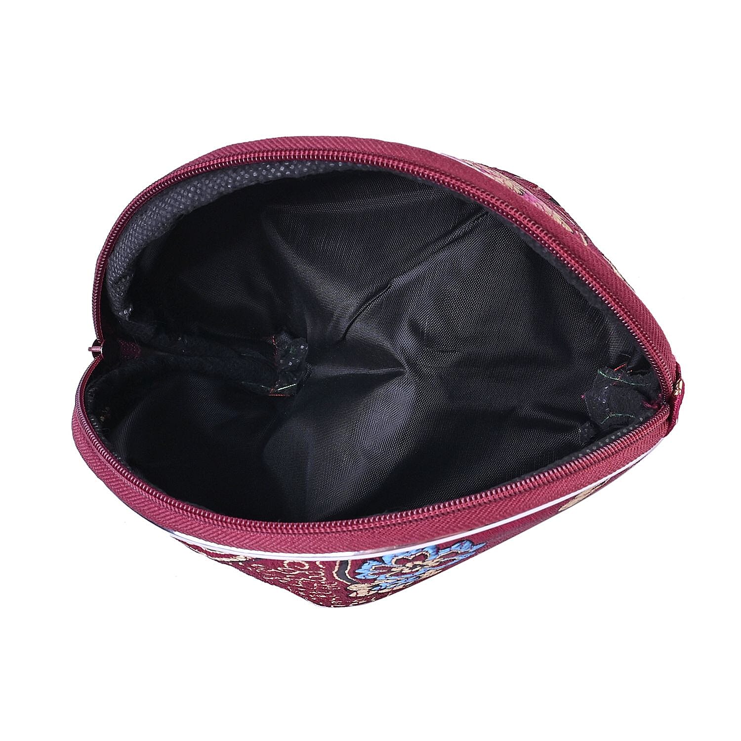 Set of 10 Multi-Purpose Embroidered Jewellery Bag With Zipper - Fuschia