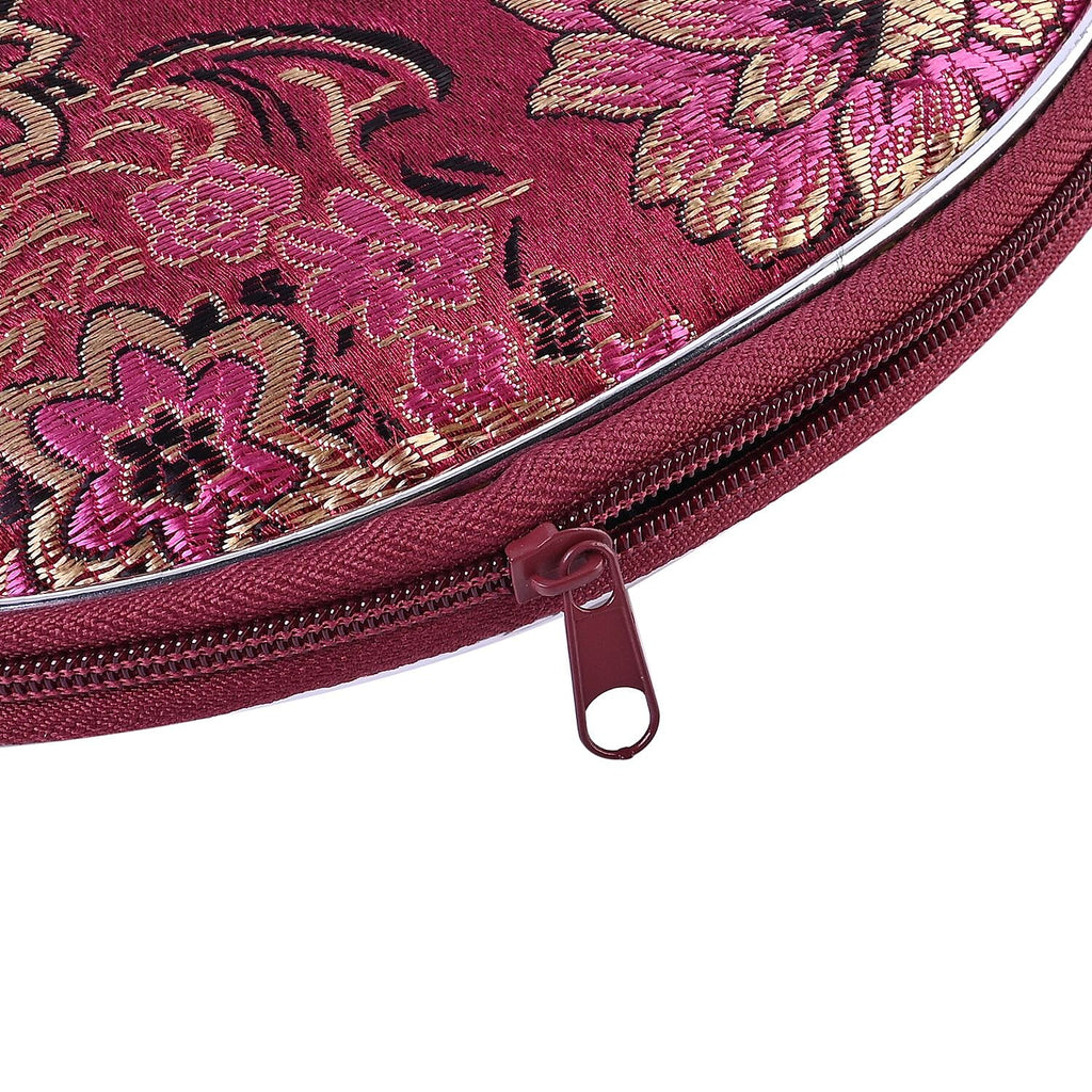 Set of 10 Multi-Purpose Embroidered Jewellery Bag With Zipper - Fuschia