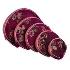 Set of 10 Multi-Purpose Embroidered Jewellery Bag With Zipper - Purple
