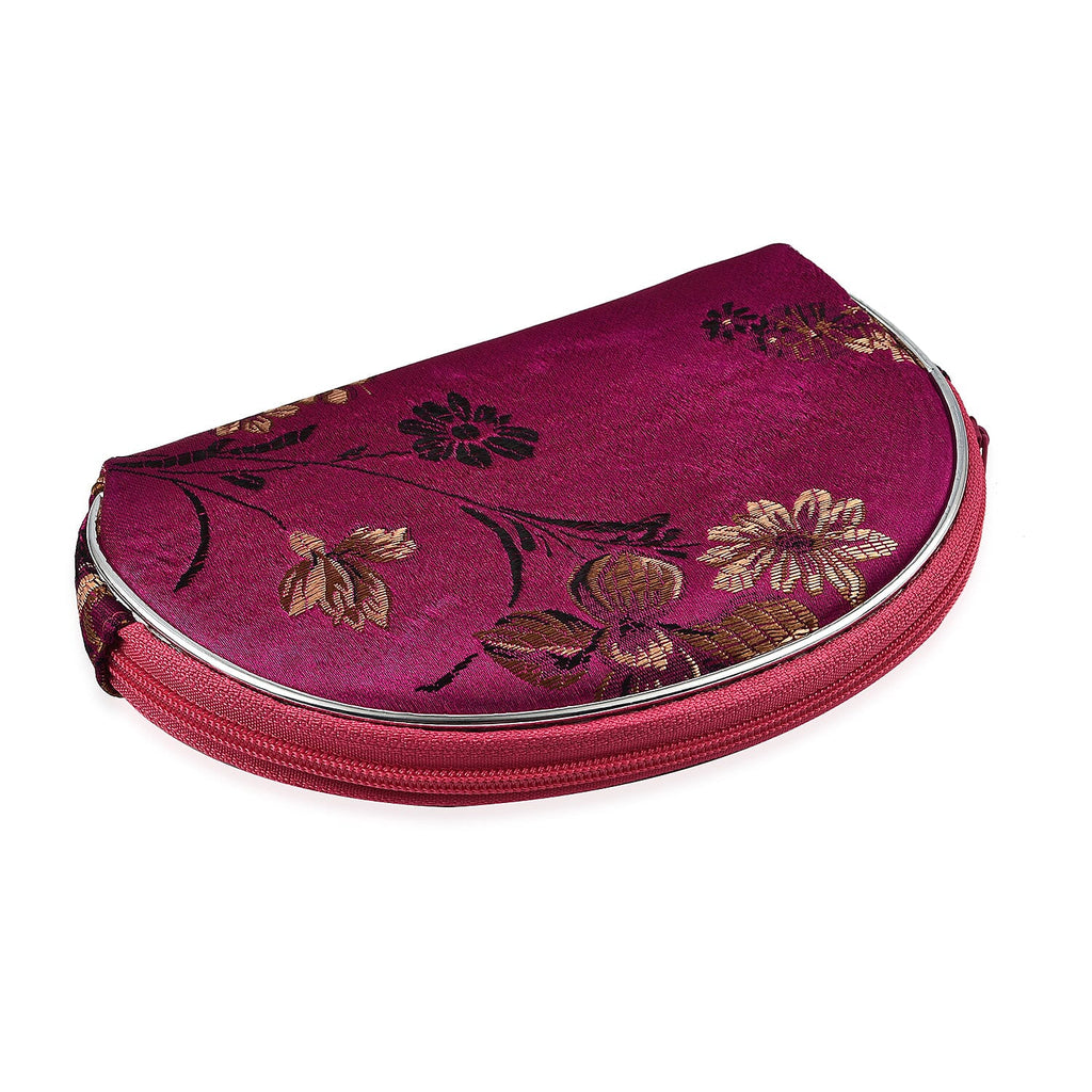 Set of 10 Multi-Purpose Embroidered Jewellery Bag With Zipper - Purple