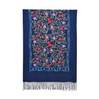 Close Out Embroidery Flower Pattern Super Soft Shawl (Size 180x70 cm) - Dark Blue