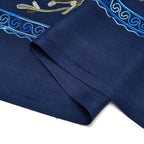 Close Out Embroidery Flower Pattern Super Soft Shawl (Size 180x70 cm) - Dark Blue