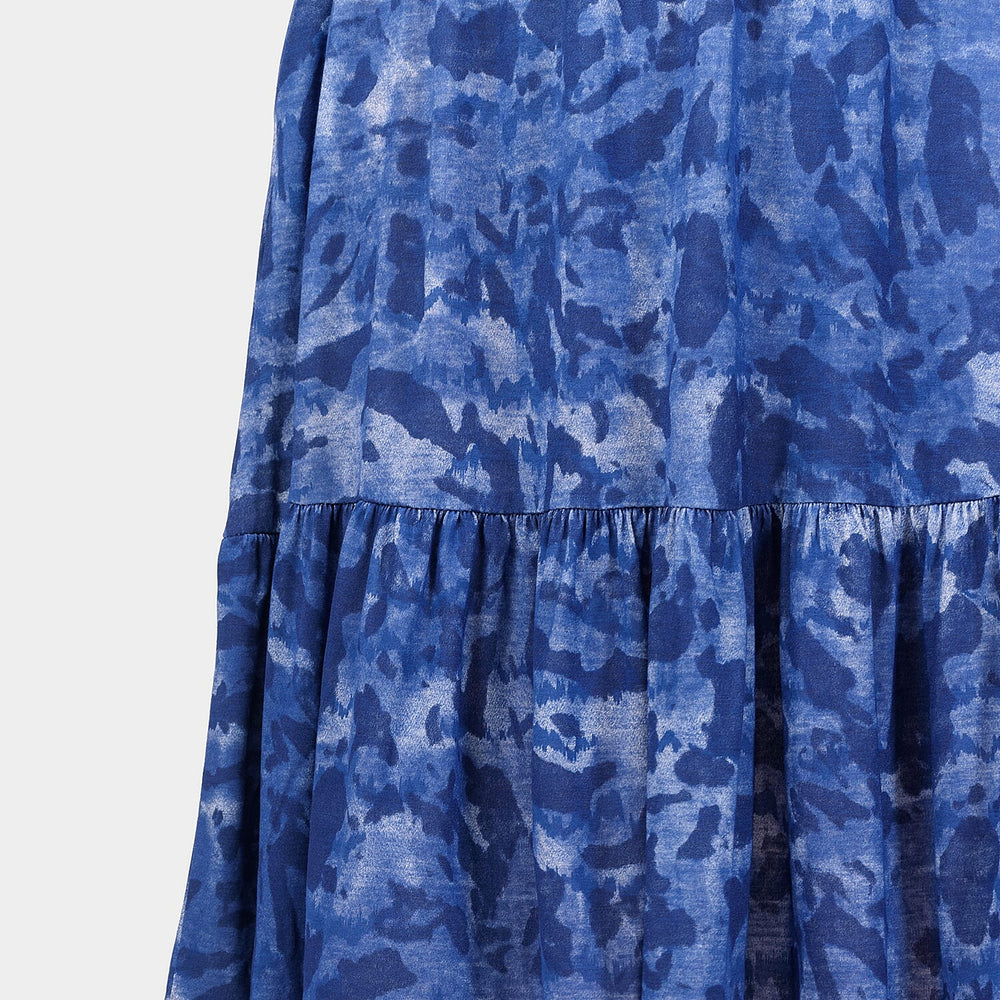 Emelia Abstract Print Midi Dress (Size L) - Blue