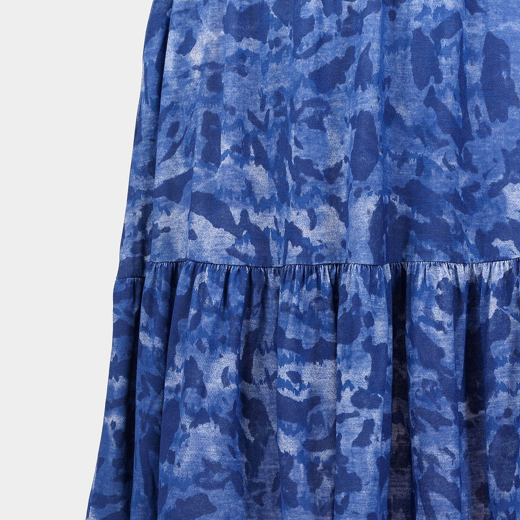 Emelia Abstract Print Midi Dress (Size L) - Blue