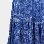 Emelia Abstract Print Midi Dress (Size L) - Blue
