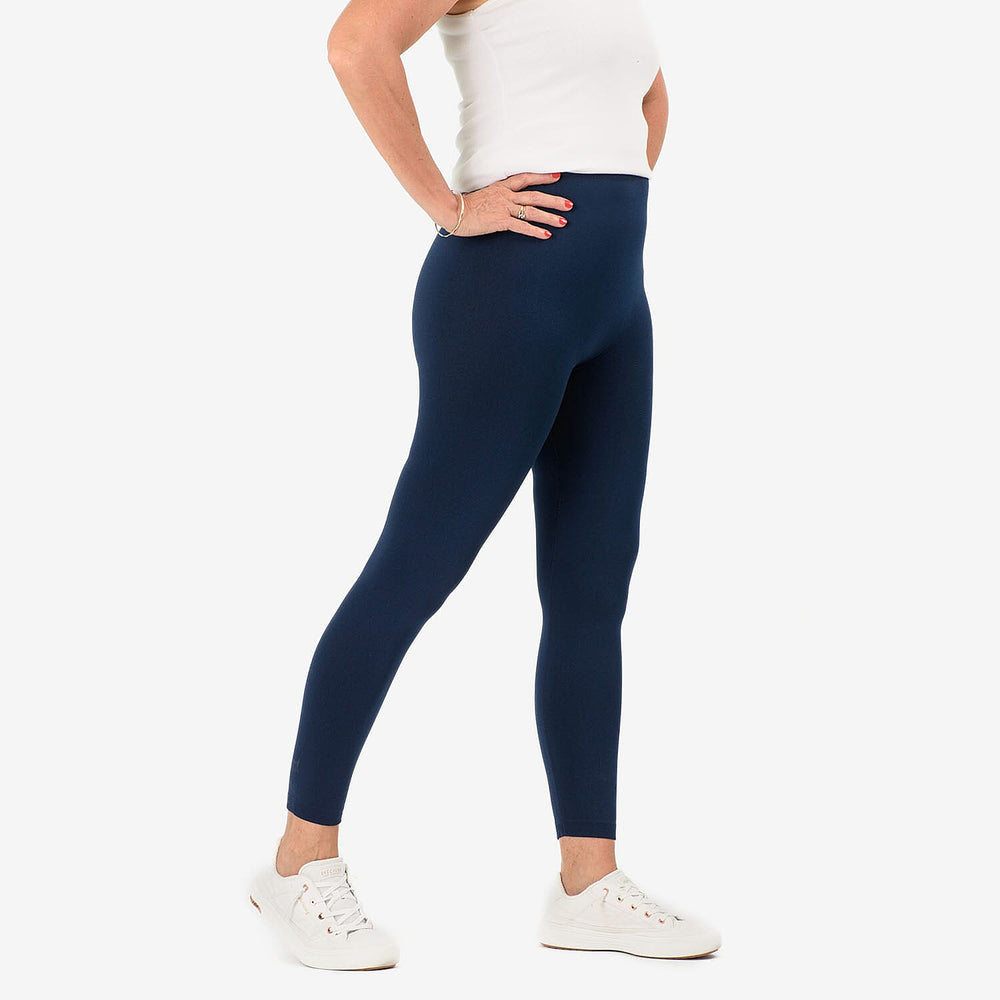 Emelia Pack of 2 Fleece lined Leggings (Size L) - Navy - Burgundy