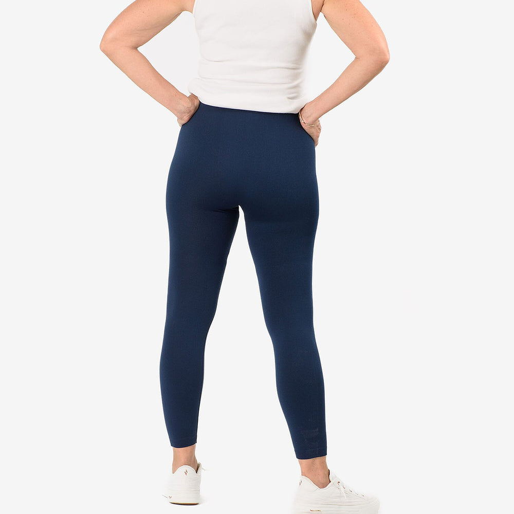 Emelia Pack of 2 Fleece lined Leggings (Size L) - Navy - Burgundy