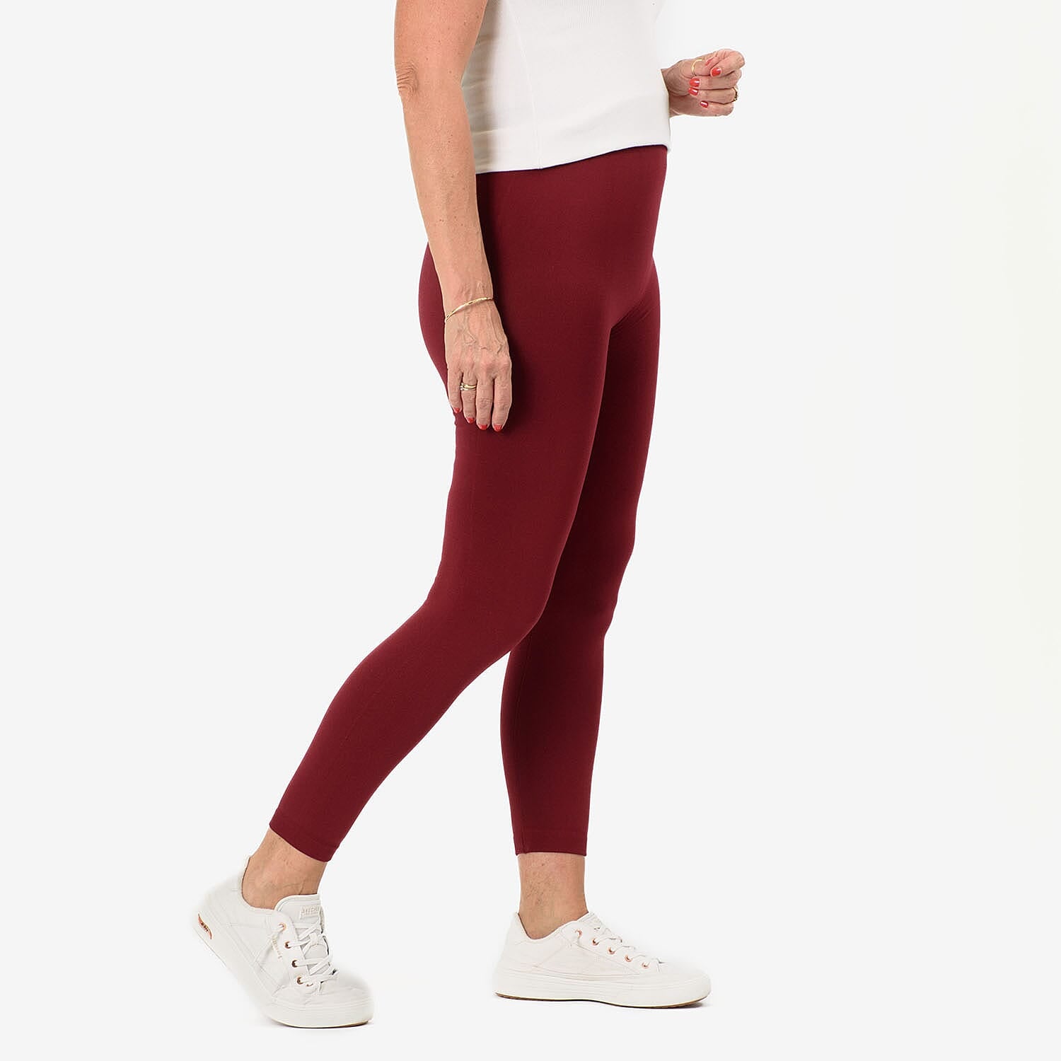 Emelia Pack of 2 Fleece lined Leggings (Size L) - Navy - Burgundy