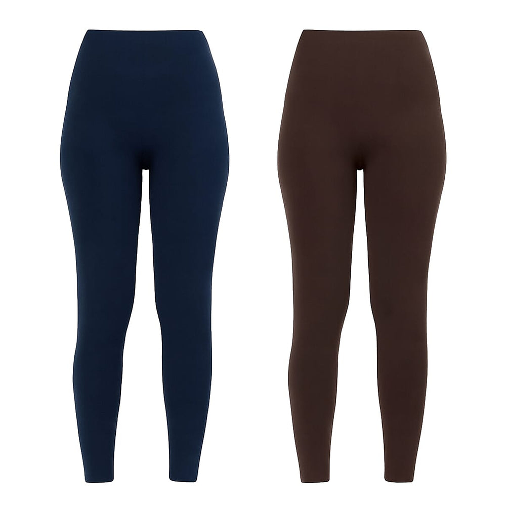 Emelia Pack Of 2 Fleece Lined Leggings (Size XL) - Navy - Dark Brown
