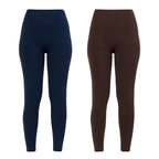 Emelia Pack Of 2 Fleece Lined Leggings (Size XL) - Navy - Dark Brown
