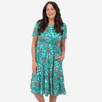 EBCSO Emelia Printed Midi Dress (96% Viscose, 4% Elastane) - Emerald - Size S