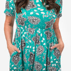 EBCSO Emelia Printed Midi Dress (96% Viscose, 4% Elastane) - Emerald - Size S