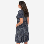 EBCSO Emelia Floral Printed Midi Dress (96% Viscose, 4% Elastane) - Navy - Size L