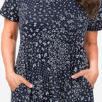 EBCSO Emelia Floral Printed Midi Dress (96% Viscose, 4% Elastane) - Navy - Size L