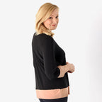 Emelia Colour Block Tunic (Size XL) - Black Body with Camel