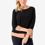 Emelia Colour Block Tunic (Size XL) - Black Body with Camel