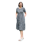 Emelia Floral Print Ruffled Midi Dress (Size M) - Navy