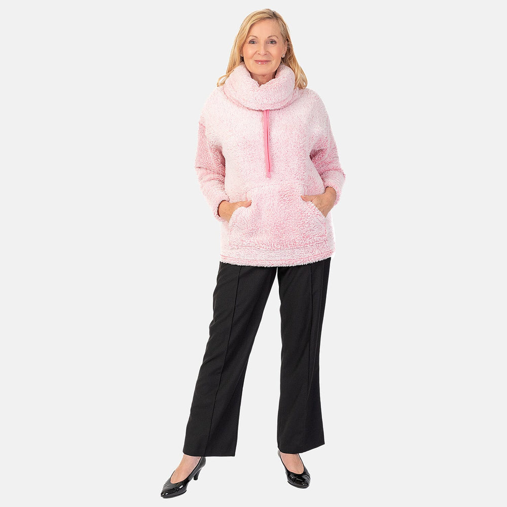 - Maisi Cowel Neck Fleece Top (Size L) - Pink