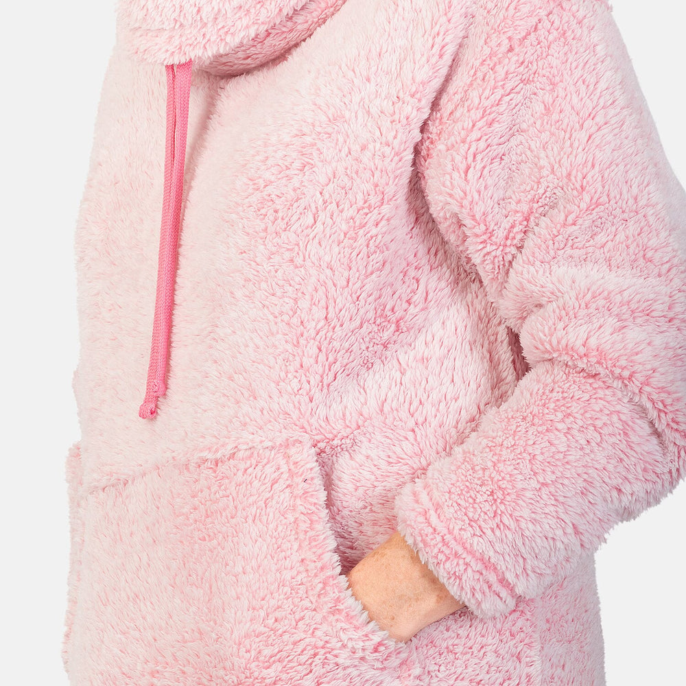 - Maisi Cowel Neck Fleece Top (Size L) - Pink