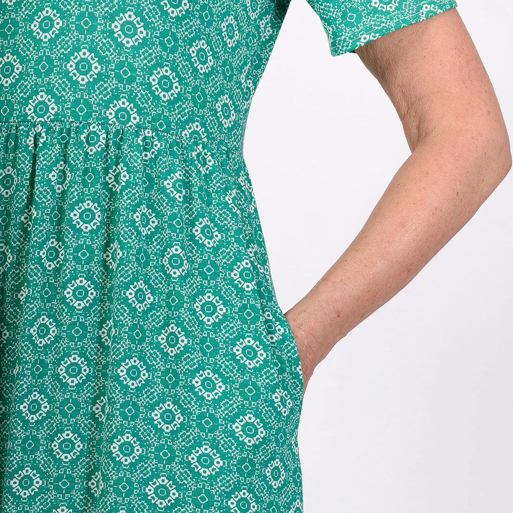Emelia Printed Midi Dress (Size S) - Jade