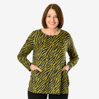 Emelia Zebra Printed Pocket Top (Size L) - Lime