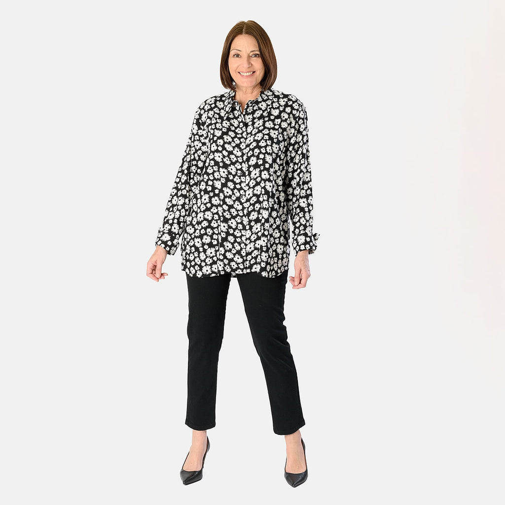 Emily 100% Viscose Flower Printed Shirt (Size 20) - Daisy