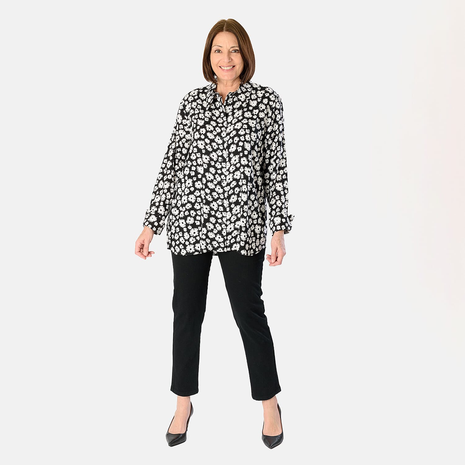 Emily 100% Viscose Flower Printed Shirt (Size 20) - Daisy