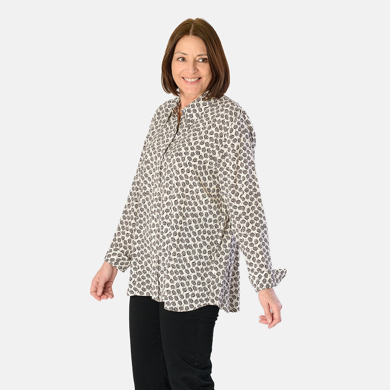 Emily 100% Viscose Printed Shirt (Size 20) - Rose