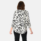 Emily Animal Printed V-Neck Top (Size 12) - Black - White