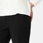 Emily Pinstripe Tappered Trousers (Size 12) - Black