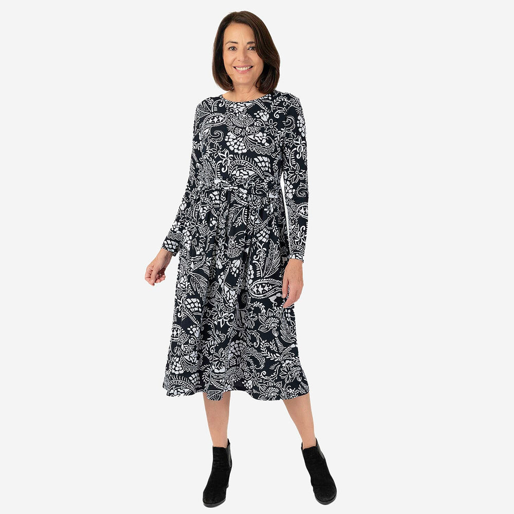 Emily Polyester Knitted Midi  - Navy