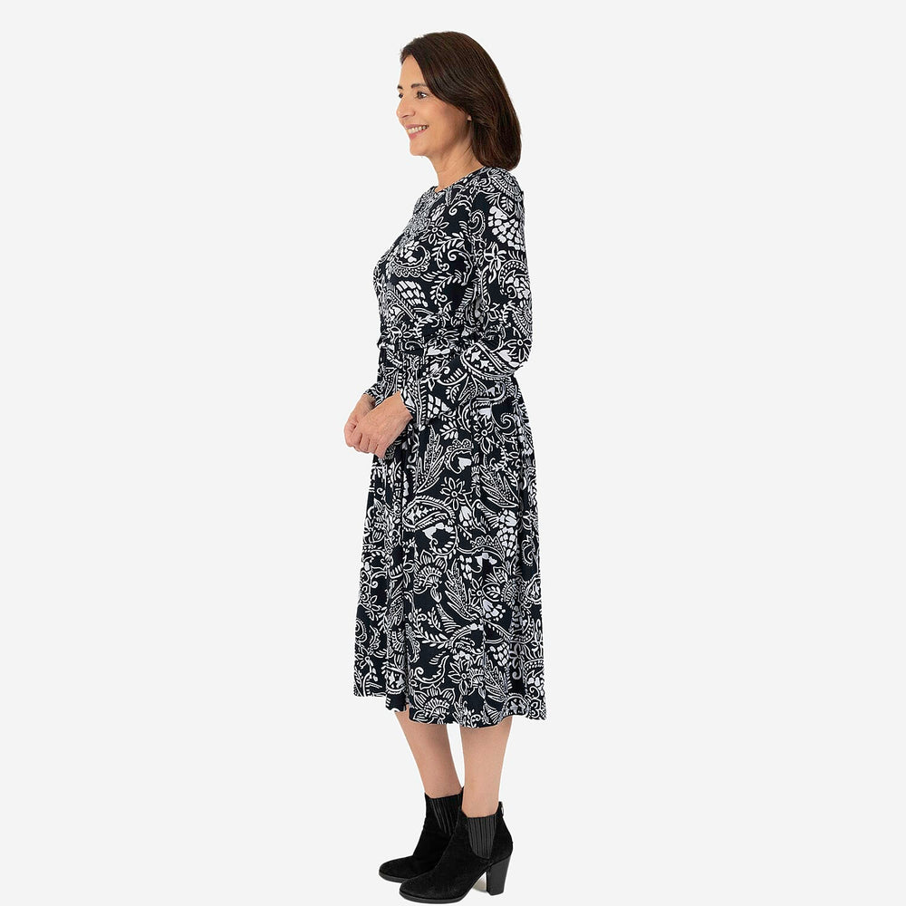 Emily Polyester Knitted Midi  - Navy