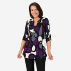 Emily Printed V - Neck Tunic (Size 12) - Purple
