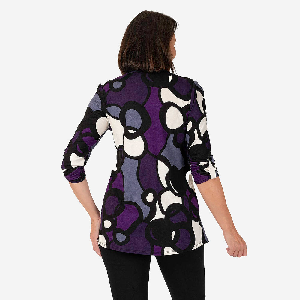 Emily Printed V - Neck Tunic (Size 12) - Purple