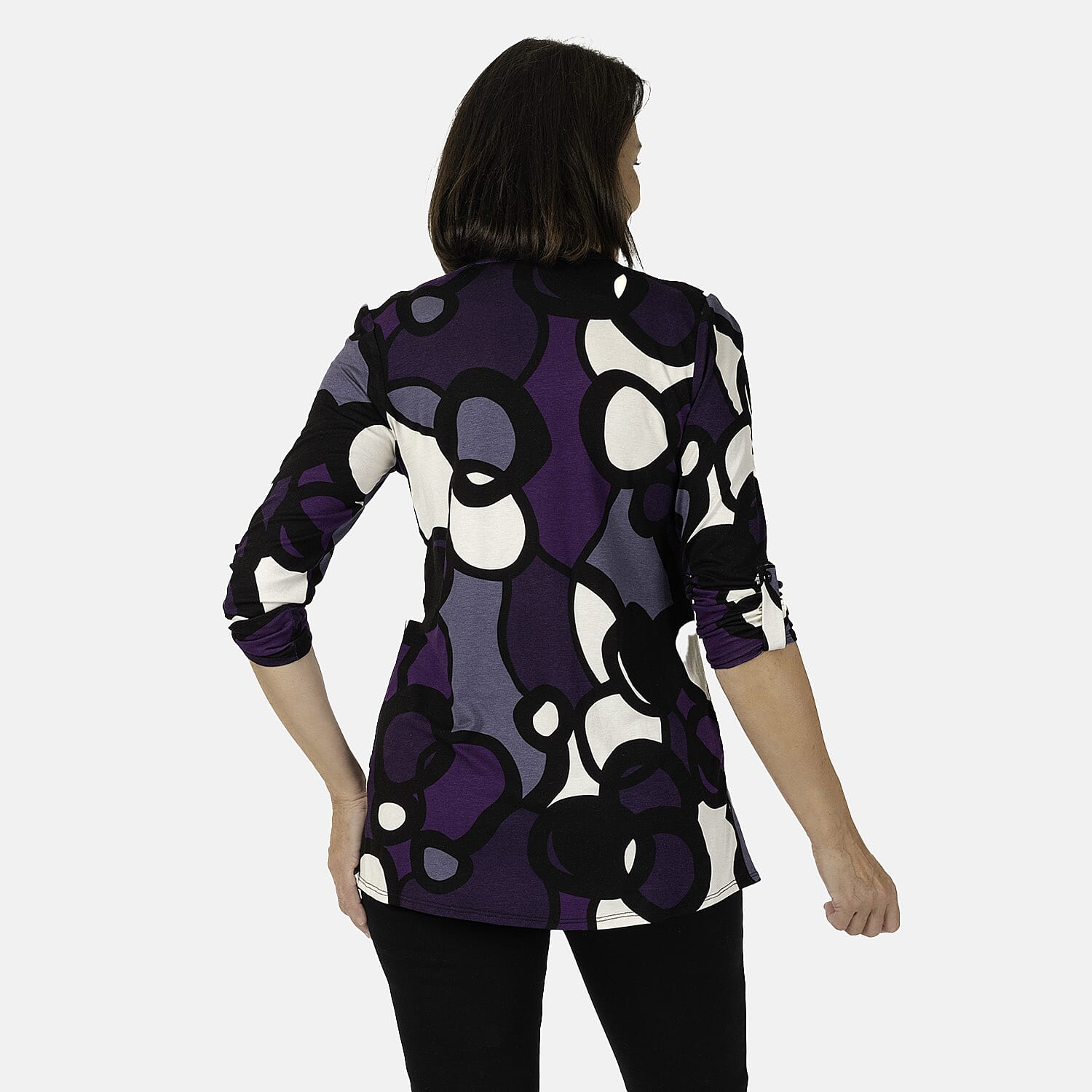 Emily Printed V - Neck Tunic (Size 12) - Purple