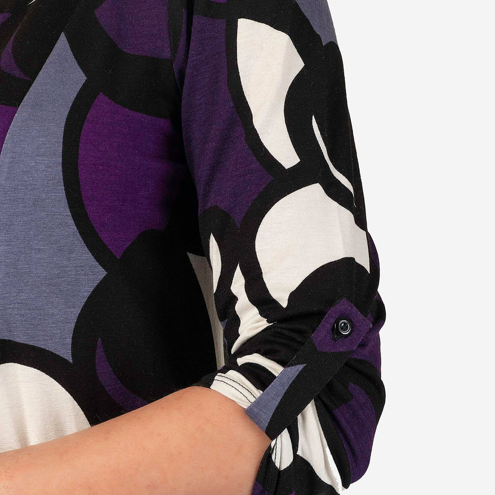Emily Printed V - Neck Tunic (Size 12) - Purple