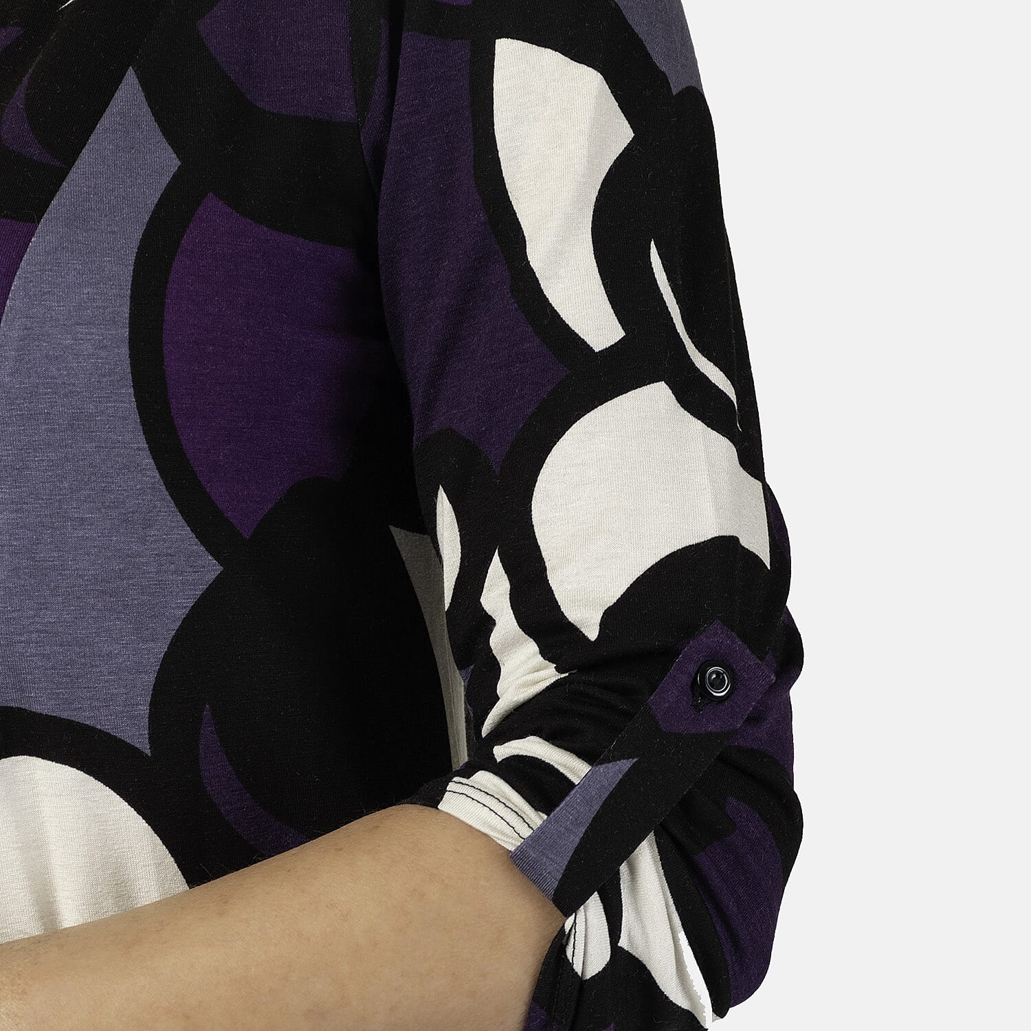 Emily Printed V - Neck Tunic (Size 12) - Purple