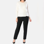 Emily Pinstripe Tappered Trousers (Size 12) - Black