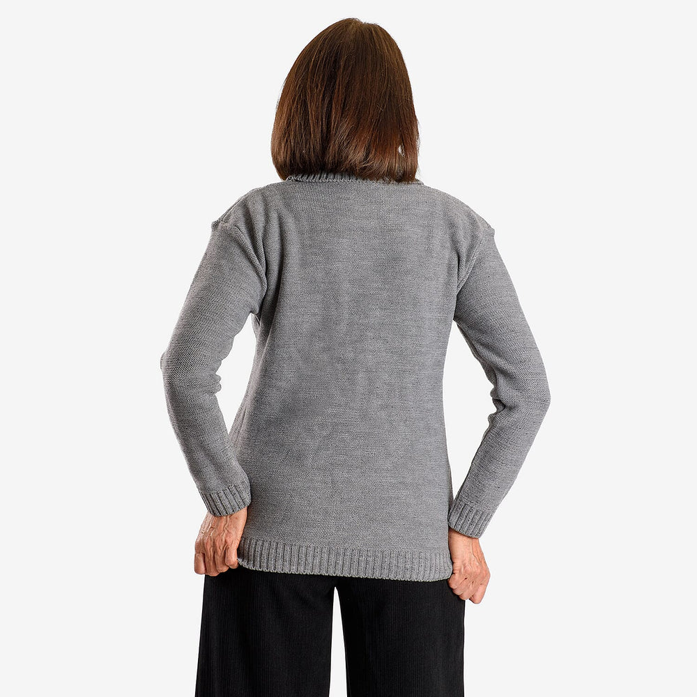 Emma Cableknit Roll Neck Pullover (Size 20 to 22) - Light Grey